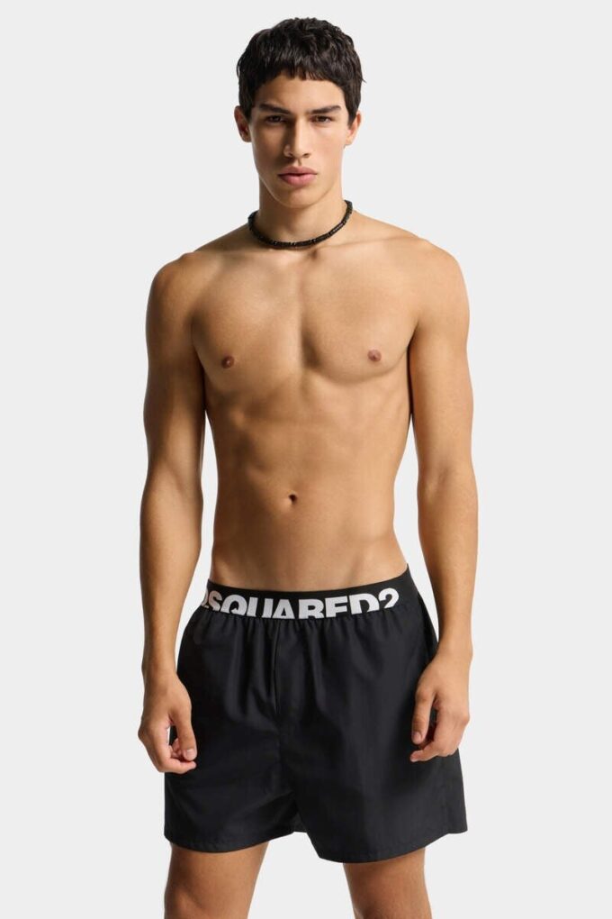 Bañador tipo bóxer midi con logotipo de Dsquared2 Bañador tipo bóxer midi con logotipo de Dsquared2