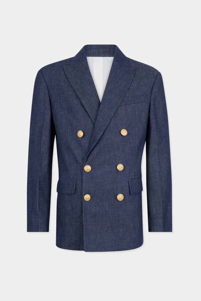 Blazer de doble botonadura en denim