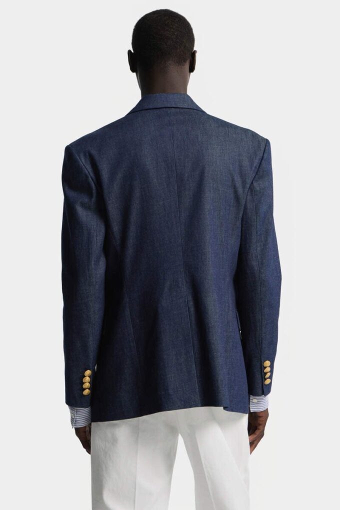 Blazer de doble botonadura en denim