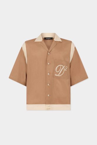 Camisa de seda de estilo bowling