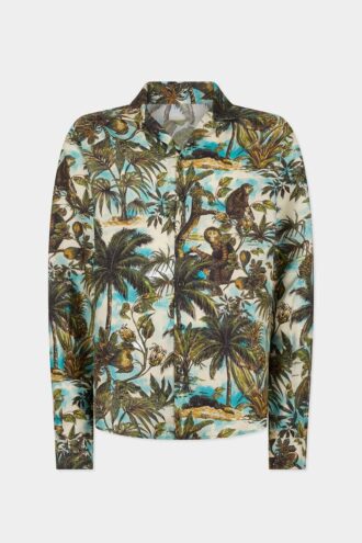 Camisas con cuello en V y estampado de monos