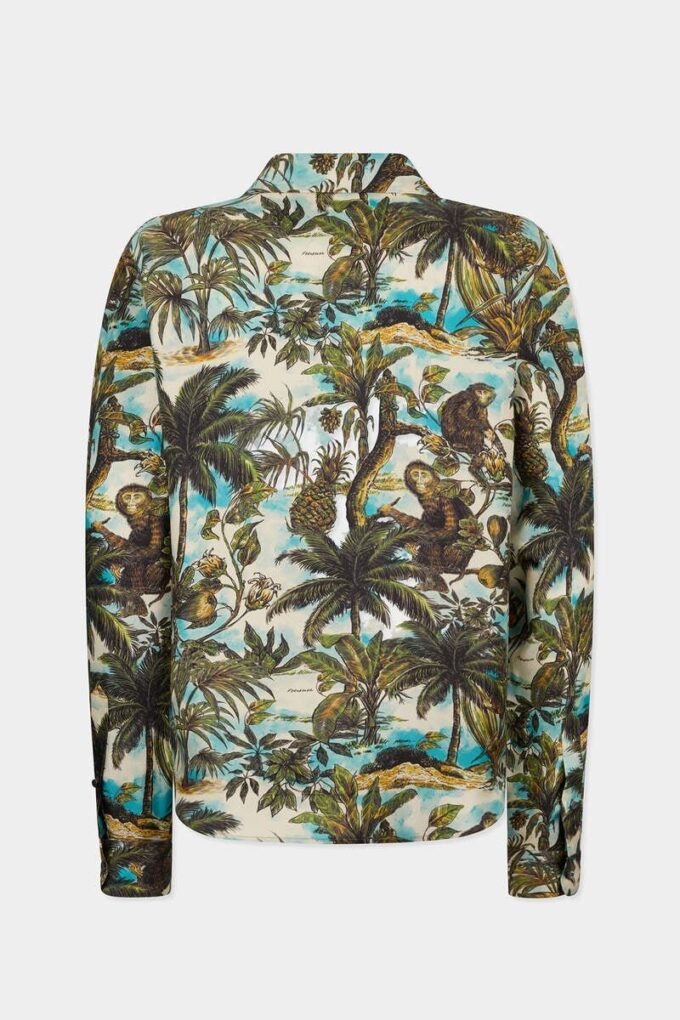 Camisas con cuello en V y estampado de monos Camisas con cuello en V y estampado de monos