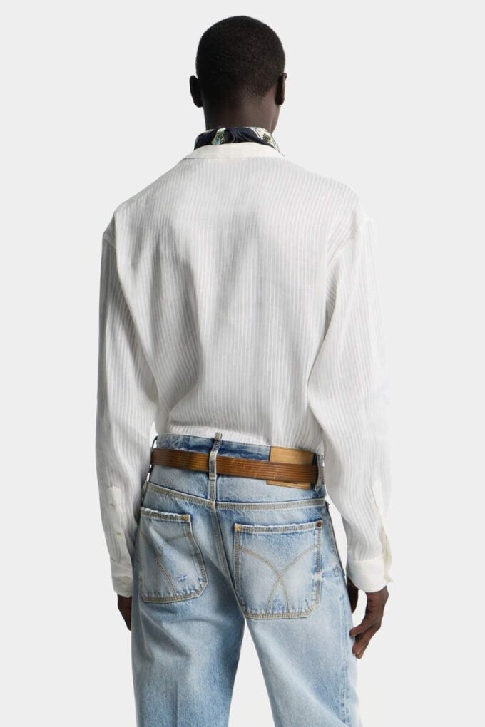 Camisas de lino con cuello mao y hombros caídos