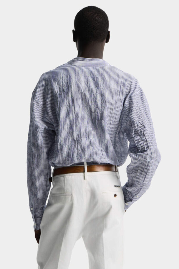 Camisas de lino con cuello mao y hombros caídos