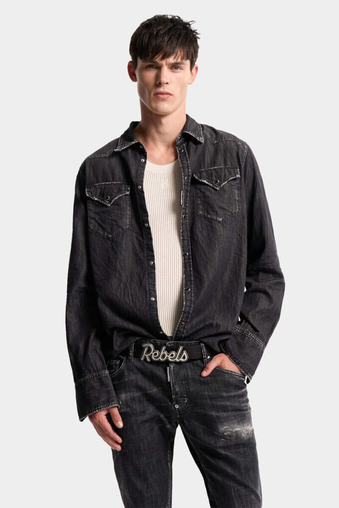 Camisas western lavadas en negro Camisas western lavadas en negro