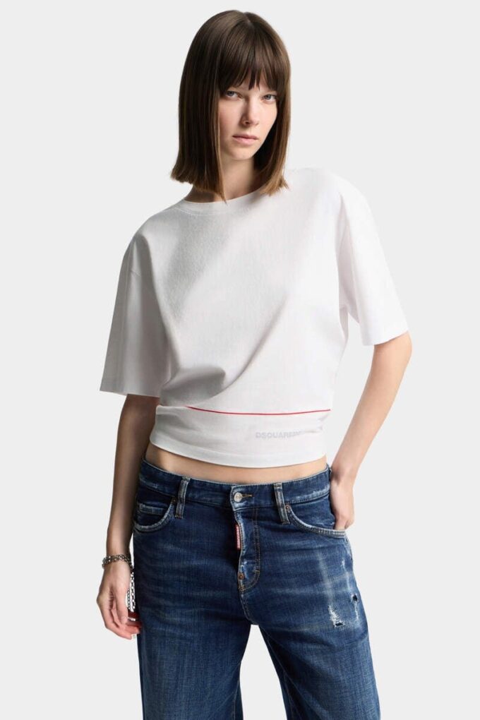 Camiseta corta de corte holgado Dsquared2 Tape Camiseta corta de corte holgado Dsquared2 Tape