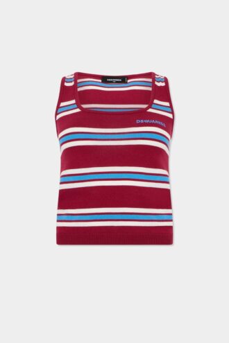 Camiseta sin mangas de punto a rayas