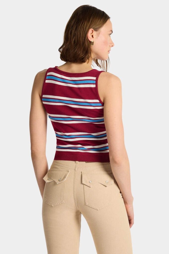 Camiseta sin mangas de punto a rayas Camiseta sin mangas de punto a rayas