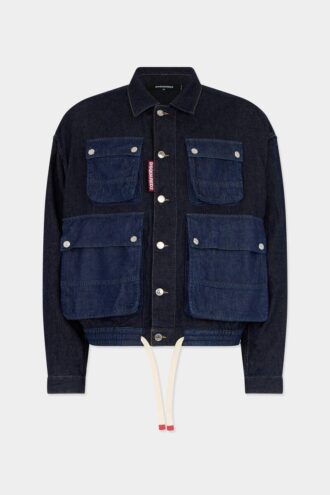 Chaqueta de vaqueros cargo de lavado oscuro
