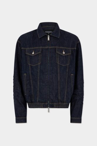 Chaqueta de vaqueros con cordón de ajuste y lavado oscuro