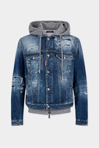 Chaqueta de vaqueros con lavado desgastado medio