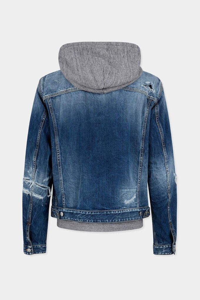Chaqueta de vaqueros con lavado desgastado medio Chaqueta de vaqueros con lavado desgastado medio