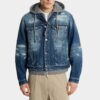 Chaqueta de vaqueros con lavado desgastado medio Chaqueta de vaqueros con lavado desgastado medio