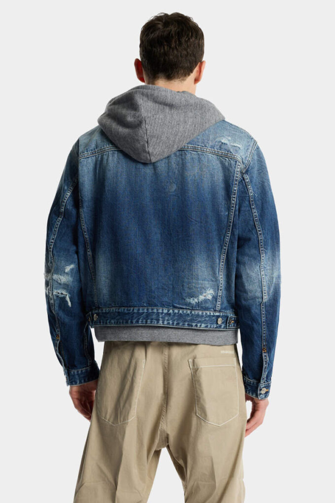 Chaqueta de vaqueros con lavado desgastado medio Chaqueta de vaqueros con lavado desgastado medio