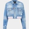 Chaqueta de vaqueros de corte cuadrado y lavado claro Chaqueta de vaqueros de corte cuadrado y lavado claro