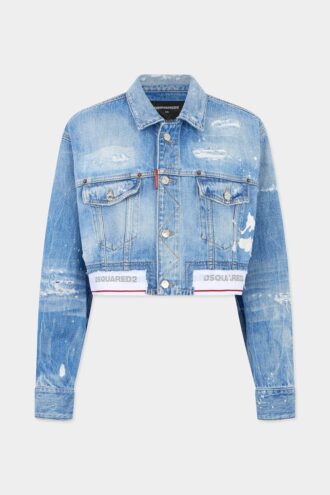 Chaqueta de vaqueros de corte cuadrado y lavado claro