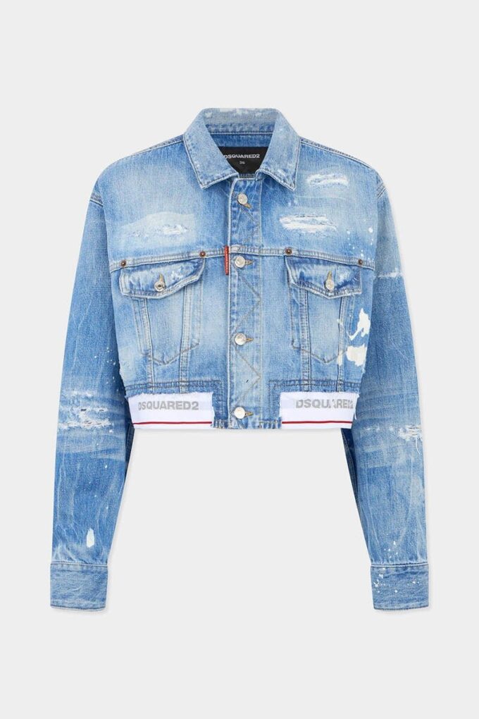 Chaqueta de vaqueros de corte cuadrado y lavado claro Chaqueta de vaqueros de corte cuadrado y lavado claro