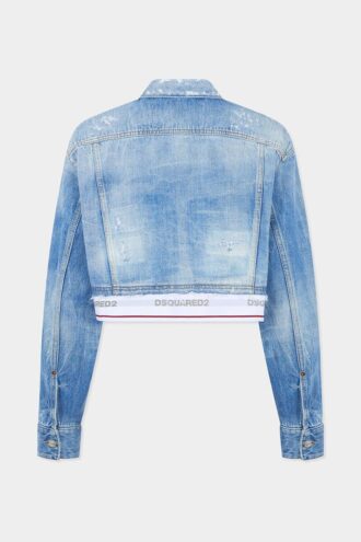 Chaqueta de vaqueros de corte cuadrado y lavado claro
