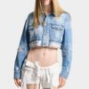 Chaqueta de vaqueros de corte cuadrado y lavado claro Chaqueta de vaqueros de corte cuadrado y lavado claro