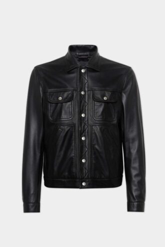 Chaqueta de vaqueros de corte recto en piel