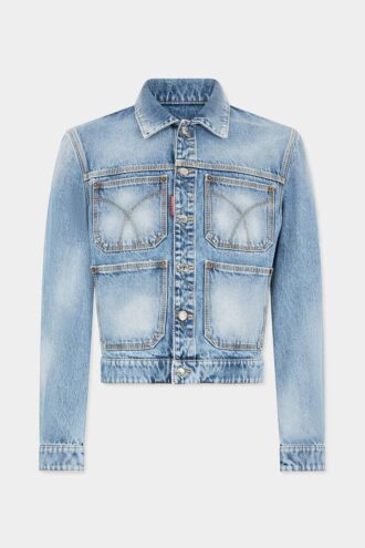 Chaqueta de vaqueros de los 70 con lavado diagonal claro