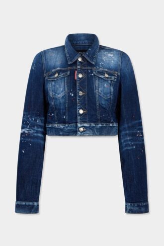 Chaqueta de vaqueros Dean con lavado de lunares rojos medianos