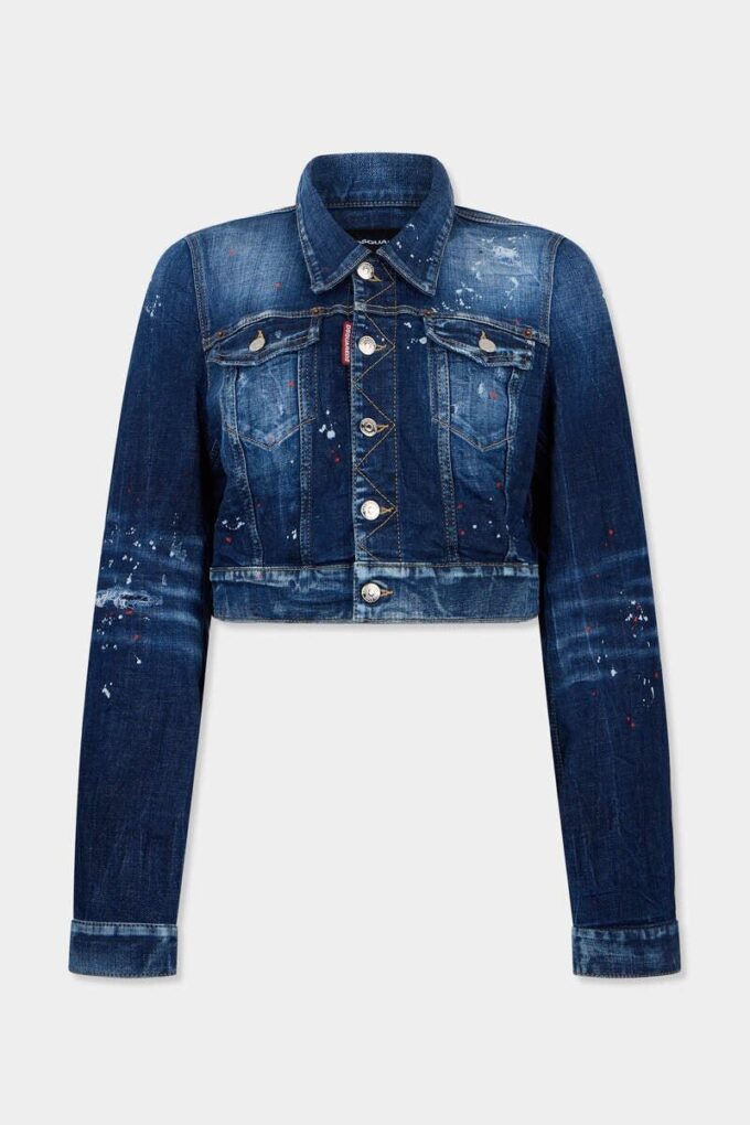 Chaqueta de vaqueros Dean con lavado de lunares rojos medianos Chaqueta de vaqueros Dean con lavado de lunares rojos medianos