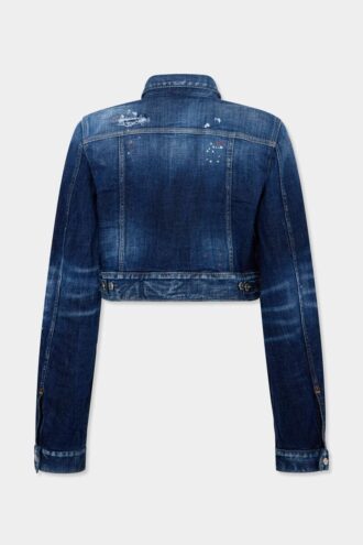 Chaqueta de vaqueros Dean con lavado de lunares rojos medianos