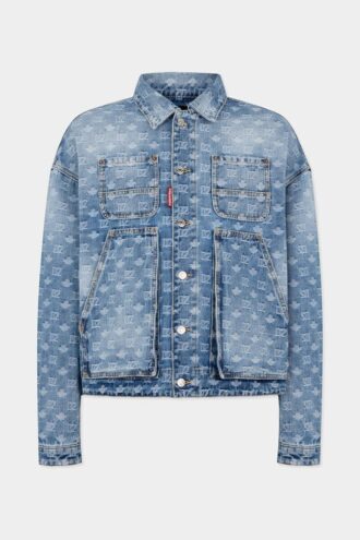 Chaqueta de vaqueros utilitaria de lavado claro