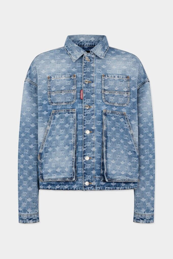 Chaqueta de vaqueros utilitaria de lavado claro Chaqueta de vaqueros utilitaria de lavado claro