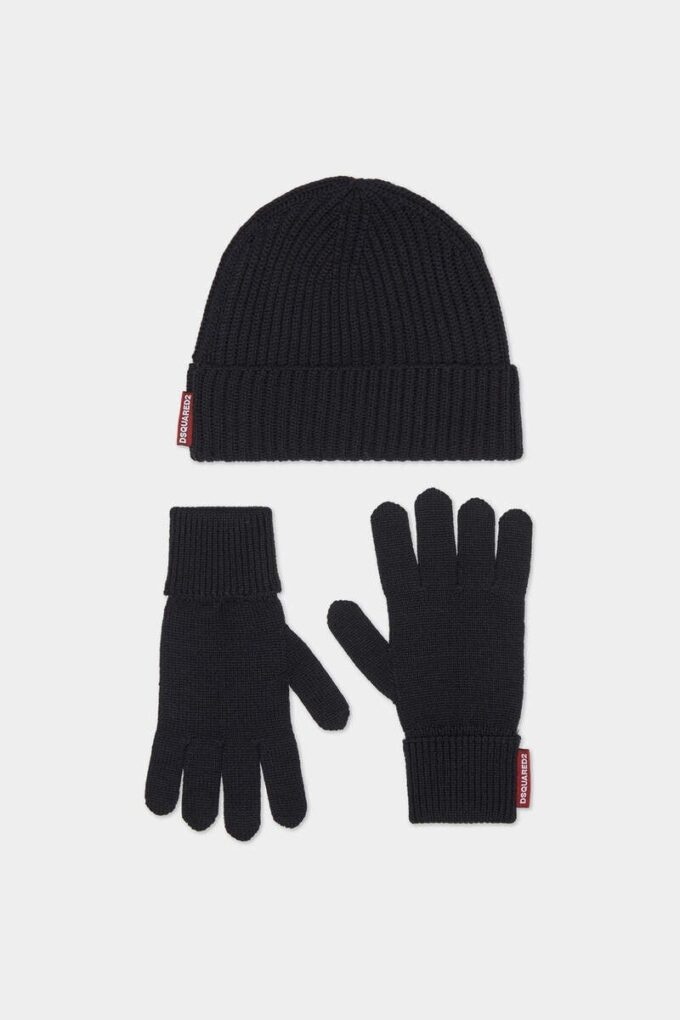 Conjunto de gorro y guantes de punto cálido Conjunto de gorro y guantes de punto cálido