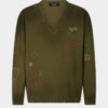 Jersey de cuello en V con garabatos hechos a mano