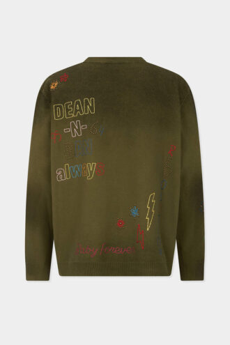 Jersey de cuello en V con garabatos hechos a mano