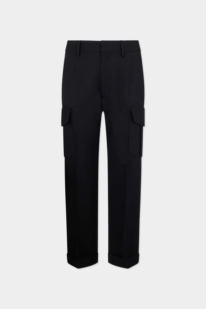 Pantalón cargo recto de lana tropical Pantalón cargo recto de lana tropical
