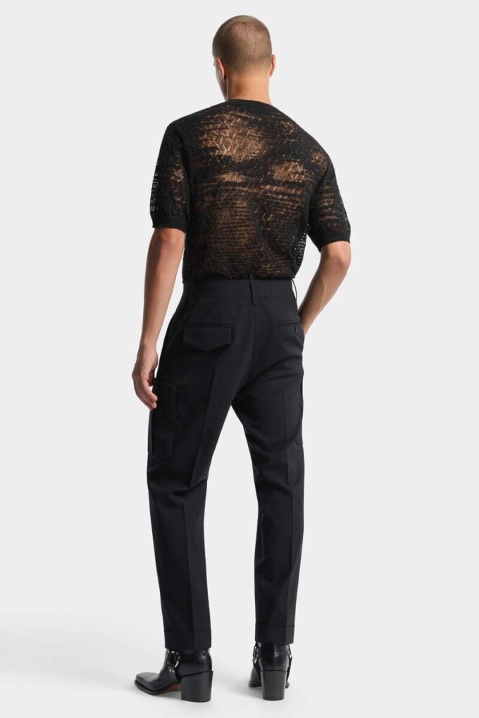 Pantalón cargo recto de lana tropical Pantalón cargo recto de lana tropical