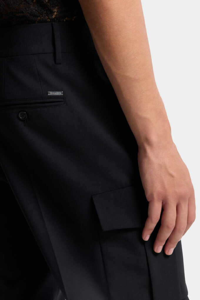 Pantalón cargo recto de lana tropical Pantalón cargo recto de lana tropical