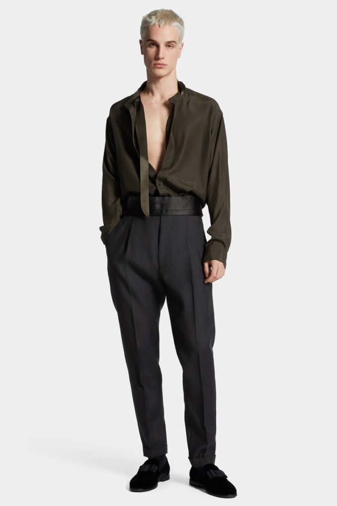 Pantalón de noche con un pliegue Pantalón de noche con un pliegue