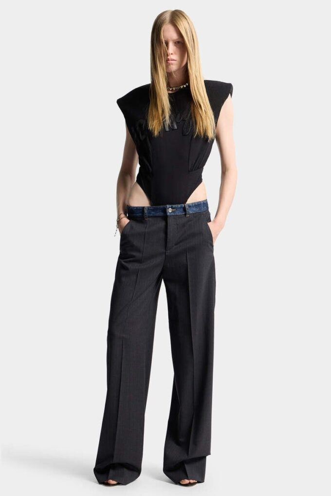 Pantalón holgado de sastrería de denim híbrido con lavado Dark Rebel Rider Pantalón holgado de sastrería de denim híbrido con lavado Dark Rebel Rider