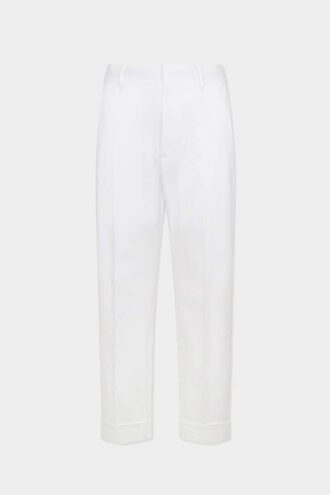Pantalón recto de algodón entallado