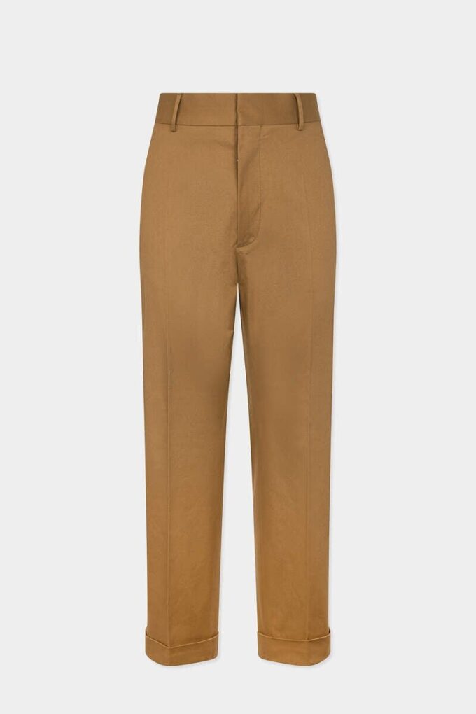 Pantalón recto de algodón entallado Pantalón recto de algodón entallado