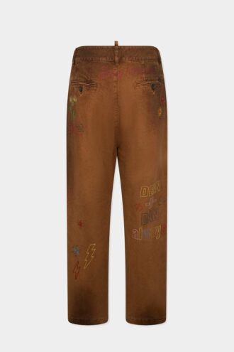 Pantalón recto Scribbles hecho a mano