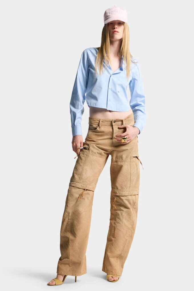 Pantalón utilitario desgastado teñido en prenda Pantalón utilitario desgastado teñido en prenda