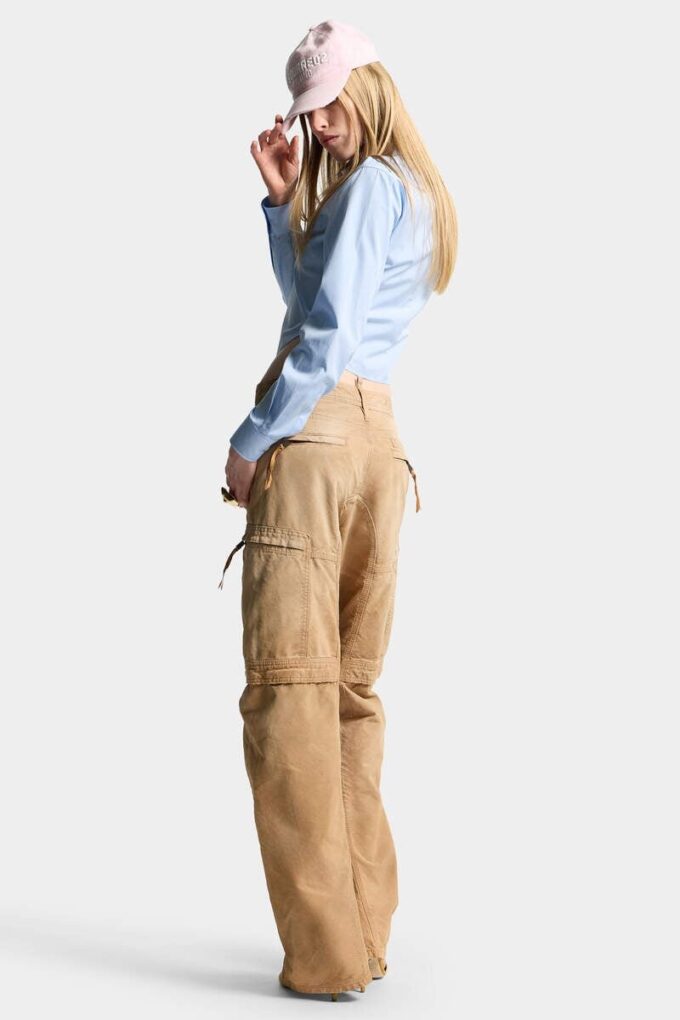 Pantalón utilitario desgastado teñido en prenda Pantalón utilitario desgastado teñido en prenda