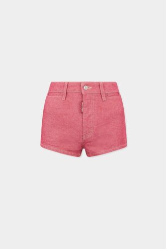 Pantalones cortos de cintura alta de denim Oxford Pantalones cortos de cintura alta de denim Oxford