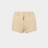 Pantalones cortos de cintura alta de denim Oxford Pantalones cortos de cintura alta de denim Oxford