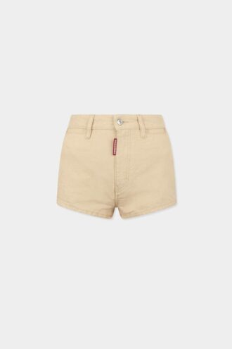 Pantalones cortos de cintura alta de denim Oxford Pantalones cortos de cintura alta de denim Oxford