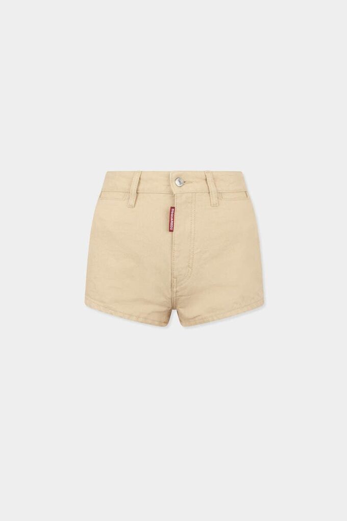 Pantalones cortos de cintura alta de denim Oxford Pantalones cortos de cintura alta de denim Oxford