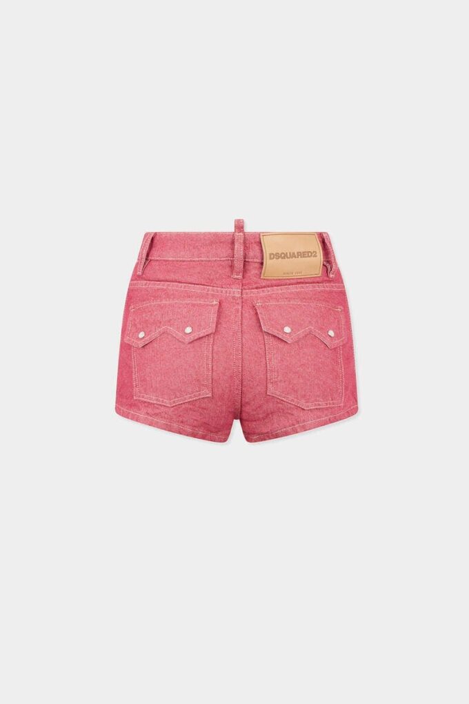 Pantalones cortos de cintura alta de denim Oxford Pantalones cortos de cintura alta de denim Oxford