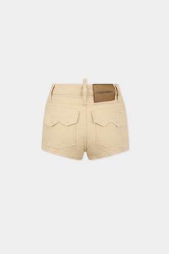 Pantalones cortos de cintura alta de denim Oxford Pantalones cortos de cintura alta de denim Oxford