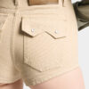 Pantalones cortos de cintura alta de denim Oxford Pantalones cortos de cintura alta de denim Oxford